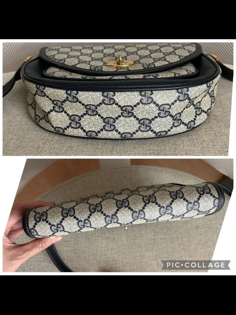 Gucci GG Monogram Crossbody Bag - Navy/White with Gold Hardware